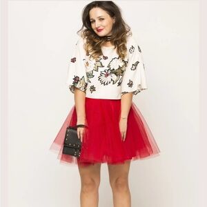 NWT - short Red tutu tulle skirt - size small (fits size 0-8 US)